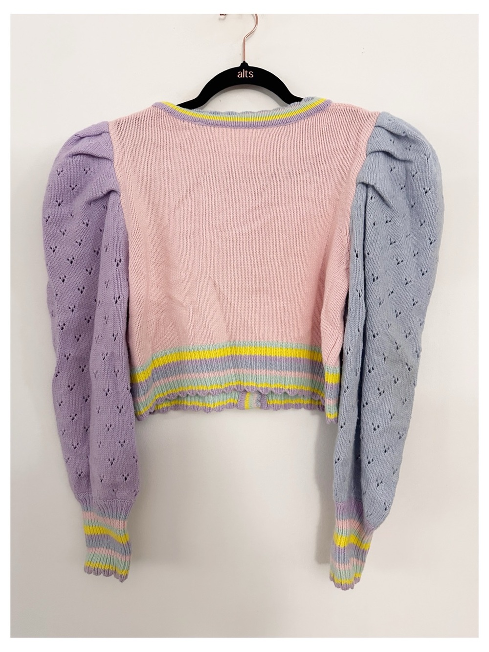 LoveShackFancy Brody Cardigan Size S Pastel Multi Heart Fruit Applique $425 - Picture 3 of 7